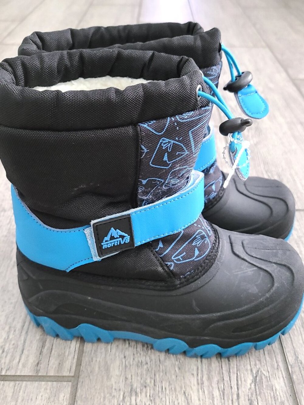 NORTIV 8 Kids Waterproof Snow Boots Black and Blue size 13